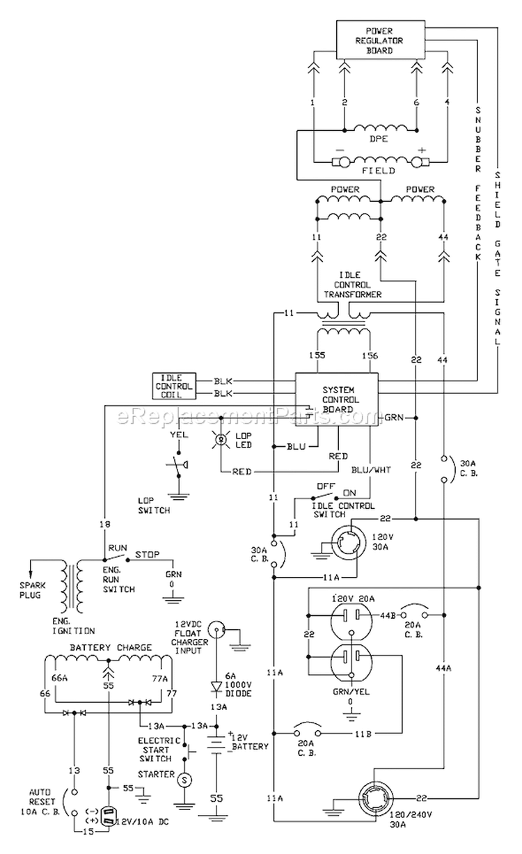 Page D Diagram and Parts List for 1657-0  Briggs and Stratton Generator